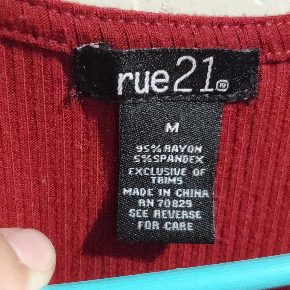 Rue 21 burgundy lace up shirt - Picture 5 of 7